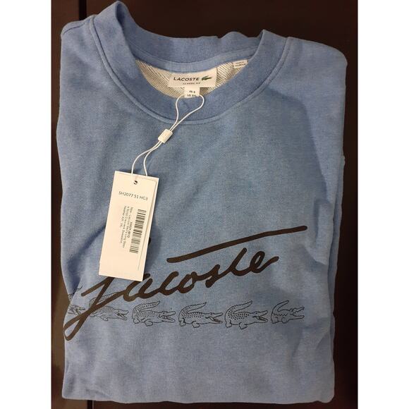 Lacoste Men's Long Sleeve Script Crewneck Sweatshirt Heather Air 3XL - Picture 2 of 3